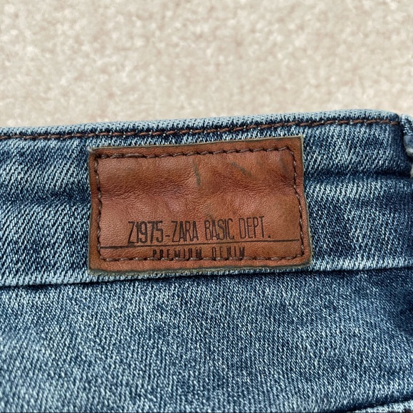 Zara Z1975 Basic Denim Ripped Cropped Jeans - 8 - Picture 11 of 13